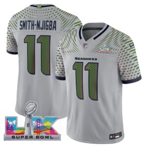 Smith-Njigba #11 Seattle Seahawks 2025 Rivalries Super Super Bowl LX Patch Vapor Limited Jersey