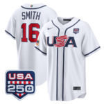 Will Smith #16 USA Baseball 250th Patch 2026 World Baseball Classic Home Stadium Jersey - White