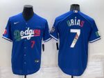 Men's  Los Angeles Dodgers #7 Julio Urias Blue Mexico Throwback Cool Base Jersey