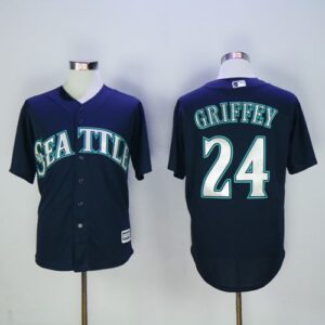 Seattle Mariners #24 Ken Griffey Navy blue New Cool Base 2016 Hall Of Fame Patch Stitched Jersey