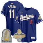 Roki Sasaki #11 Los Angeles Dodgers 9x Champs Gold Collection Stadium Vapor Limited Jersey - All Royal