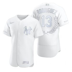Men's New York Yankees #13 Alex Rodriguez White  Flexbase Fashion Jersey