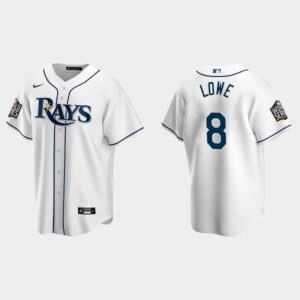 Men's Tampa Bay Rays #8 Brandon Lowe White 2020 World Series Home Jersey