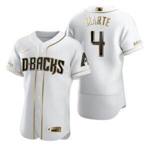 Men's  Arizona Diamondbacks #4 Ketel Marte White Golden Edition Jersey