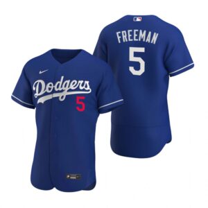 Men's Los Angeles Dodgers #5 Freddie Freeman  Royal Flex Base Jersey