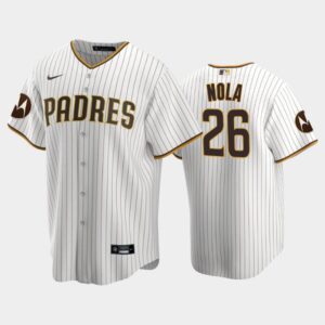 Men's San Diego Padres Austin Nola #26 Motorola Patch Home White Jersey