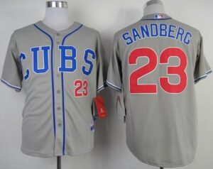 Chicago Cubs #23 Ryne Sandberg Grey Alternate Road Cool Base Stitched Jersey