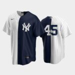 Men's split New York Yankees Home Jersey 45 Gerrit Cole White-Navy Replica