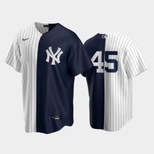 Men's split New York Yankees Home Jersey 45 Gerrit Cole White-Navy Replica