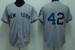 Men's New York Yankees #42 Mariano Rivera Stitched Grey Jersey