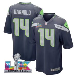 Sam Darnold #14 Seattle Seahawks Super Bowl LX Patch College Navy Team Game Jersey