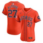 Houston Astros Jose Altuve #27 Orange Alternate Elite Sponsor Patch Player Jersey