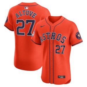 Houston Astros Jose Altuve #27 Orange Alternate Elite Sponsor Patch Player Jersey