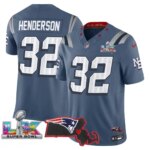 TreVeyon Henderson #32 New England Patriots Super Bowl LX Patch Vapor Limited Game Jersey - All Stitched