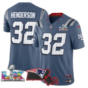 TreVeyon Henderson #32 New England Patriots Super Bowl LX Patch Vapor Limited Game Jersey - All Stitched