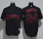 Seattle Mariners #24 Ken Griffey Black Strip Stitched Jersey