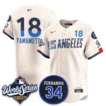 Yoshinobu Yamamoto #18 Los Angeles Dodgers 2025 World Series Home Limited Player Jersey - Cream
