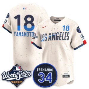 Yoshinobu Yamamoto #18 Los Angeles Dodgers 2025 World Series Home Limited Player Jersey - Cream