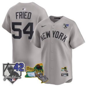 Max Fried #54 New York Yankees Jackie Robinson Patch Collection Limited Jersey - Gray