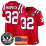 TreVeyon Henderson #32 New England Patriots United States 250th Anniversary Patch Vapor Limited Jersey - All Stitched
