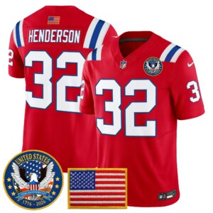 TreVeyon Henderson #32 New England Patriots United States 250th Anniversary Patch Vapor Limited Jersey - All Stitched