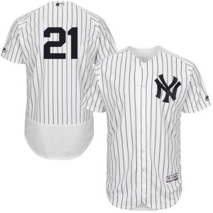 Men's New York Yankees #21 Paul O'Neill White Strip Flexbase Collection Stitched Jersey