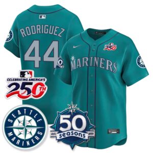 Julio Rodríguez #44 Seattle Mariners 250th Anniversary & AL West Vapor Premier Limited Jersey - Teal