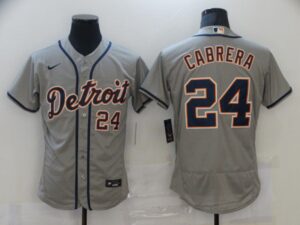 Men Detroit Tigers #24 Cabrera Grey Elite 2021  Jersey