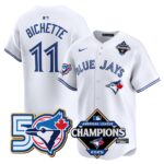 Bo Bichette #11 Toronto Blue Jays 50th American League Champions Jersey Stitched White