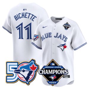 Bo Bichette #11 Toronto Blue Jays 50th American League Champions Jersey Stitched White