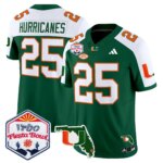 #25 Hurricanes #25 Miami Hurricanes MIA 2026 The Fiesta Bowl & Florida Patch Vapor Limited Jersey - All Stitched