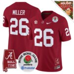 Jam Miller #26 Ncaa BAMA Rose Bowl Patch Vapor Limited Jersey - Alabama Map - All Stitched