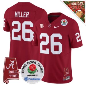 Jam Miller #26 Ncaa BAMA Rose Bowl Patch Vapor Limited Jersey - Alabama Map - All Stitched