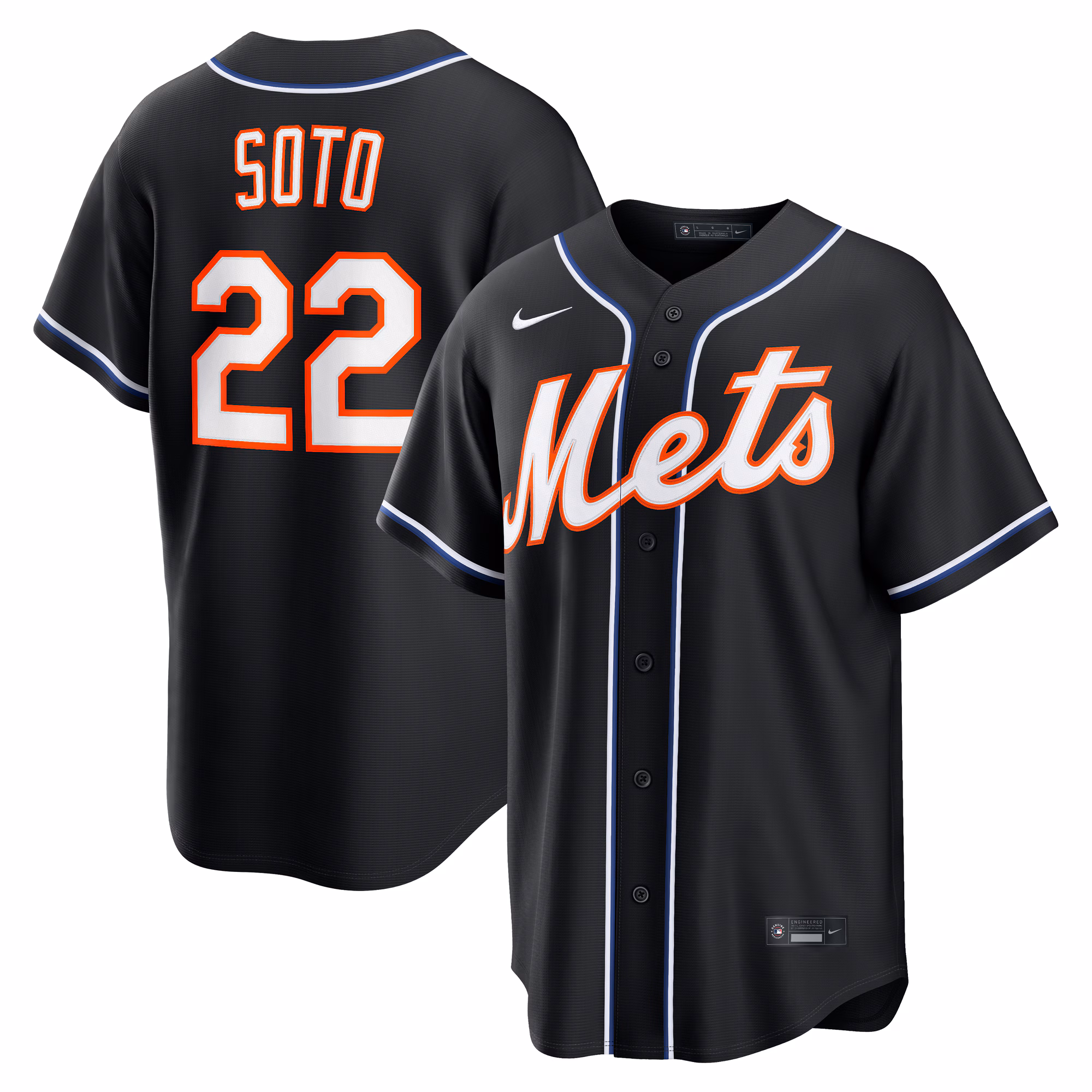 New York Mets Juan Soto #22 Fashion Replica Black Out Jersey