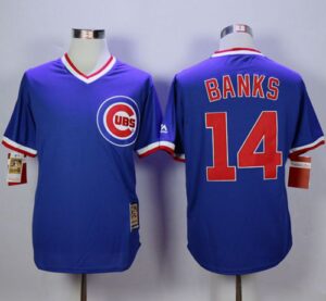 Chicago Cubs #14 Ernie Banks Blue Cooperstown Stitched Jersey
