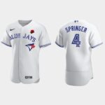 Men's Toronto Blue Jays #4 George Springer White 2021 Memorial Day Flex Base Jersey
