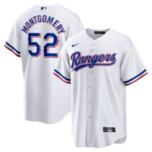 Men's Texas Rangers #52  Montgomery  White Home Replica Player Jersey