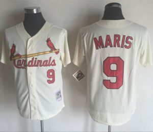 Mitchell And Ness 1967 St. Louis Cardinals #9 Roger Maris Cream Throwback Stitched Jersey
