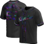 Men's Milwaukee Brewers #53 Brandon Woodruff Black Holographic Cool Base Alternate Jersey