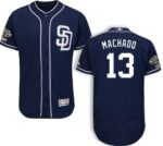 Men's San Diego Padres #13 Manny Machado Majestic Cool Base Alternate Navy On-Field Jersey