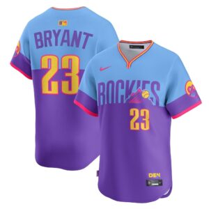 Men's #23 Kris Bryant Colorado Rockies  2025 City Connect Limited Player Purple/Light Blue Jersey