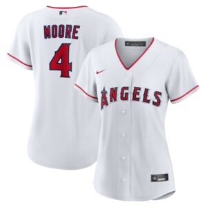 Women's Los Angeles Angels Christian Moore #4 White Home Replica Jersey