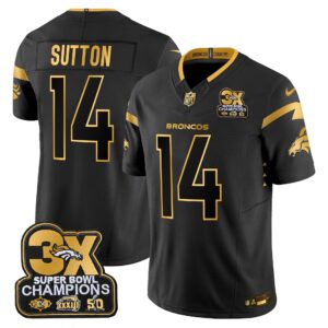 Courtland Sutton Denver Broncos-Time Champions Patch Gold Vapor Limited Jersey - All Stitched