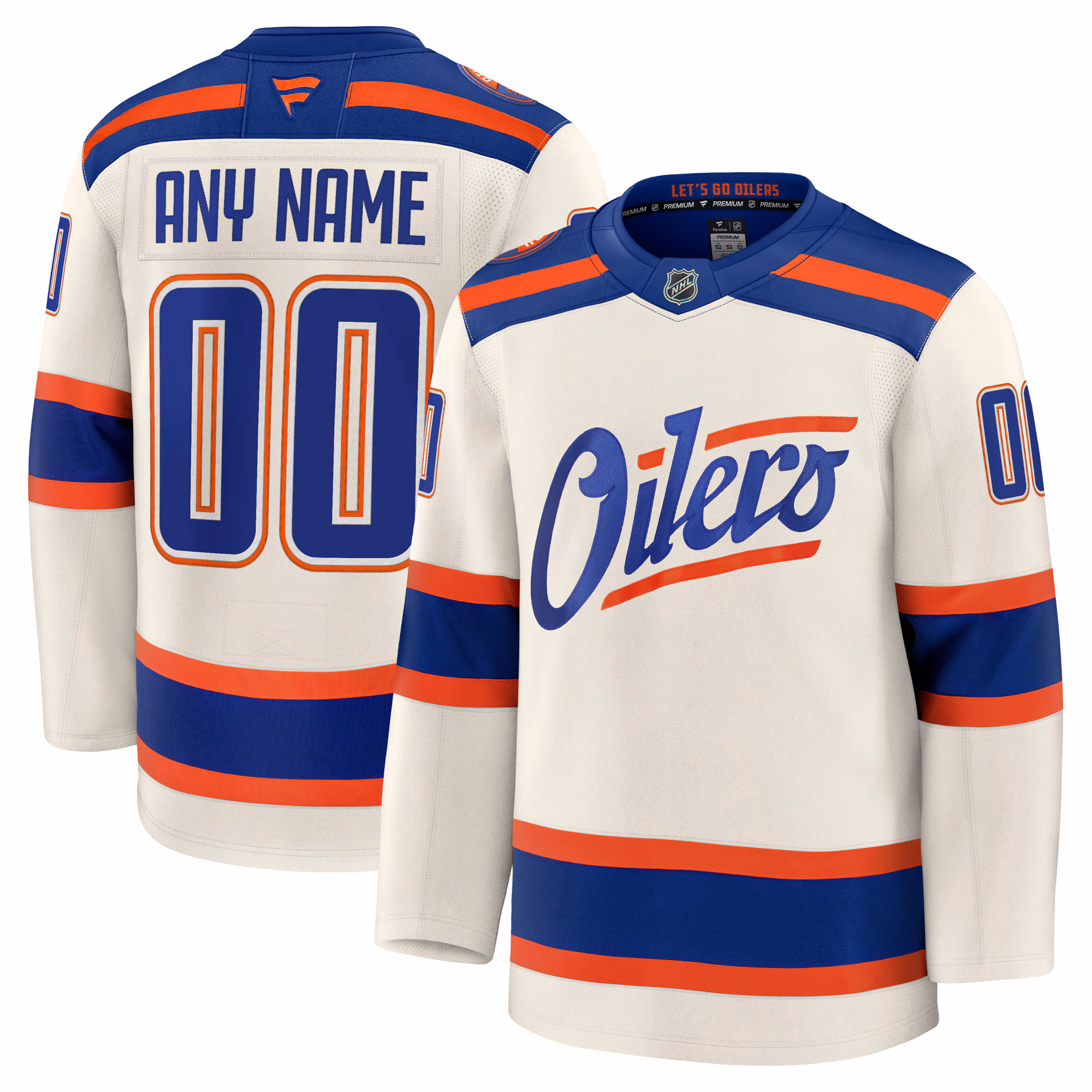 Edmonton Oilers Fanatics Light Beige Alternate Premium Custom #00 Jersey