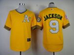 Mitchell And Ness Oakland Athletics #9 Reggie Jackson Yellow Throwback Stitched Jersey