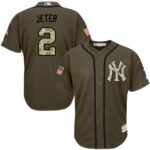 New York Yankees #2 Derek Jeter Green Salute to Service Stitched Jersey