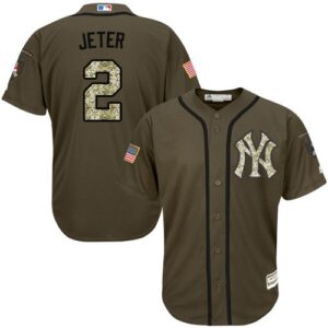 New York Yankees #2 Derek Jeter Green Salute to Service Stitched Jersey