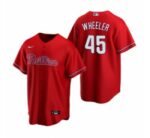 Mens  Philadelphia Phillies #45 Zack Wheeler Red Alternate Stitched Baseball Jersey