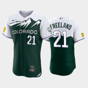 Men's Colorado Rockies #21 Kyle Freeland 2022 City Connect Green Jersey