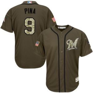 Milwaukee Brewers #9 Manny Pina Green Salute to Service Stitched Jersey